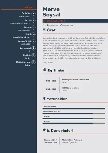 Yabancı Dil Öğretmeni Cv Örnekleri cv indir